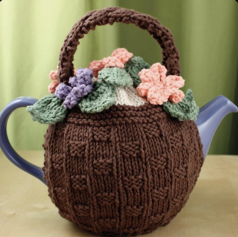 Knit Flower Basket Tea Cozy — All Knitting Ideas