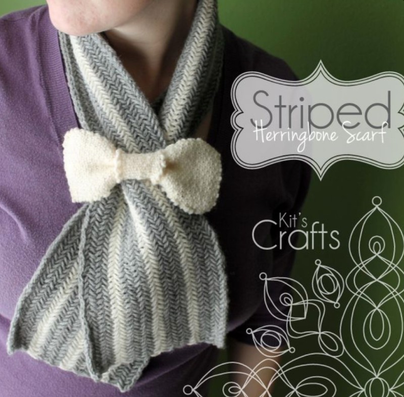 Knitted Striped Herringbone Scarf — Knitting Ideas